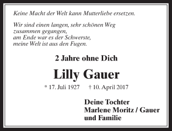 Anzeige von Lilly Gauer von  Wochenende  Werbepost 