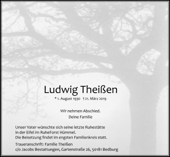 Anzeige von Ludwig Theißen von Kölner Stadt-Anzeiger / Kölnische Rundschau / Express