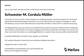 Anzeige von M. Cordula Müller von Kölner Stadt-Anzeiger / Kölnische Rundschau / Express