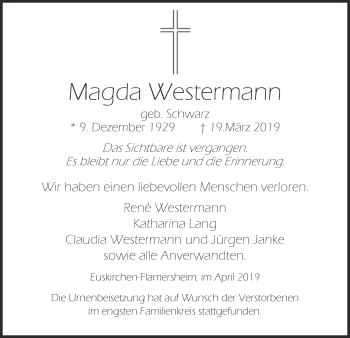 Anzeige von Magda Westermann von  Blickpunkt Euskirchen 