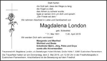 Anzeige von Magdalena London von  Blickpunkt Euskirchen 