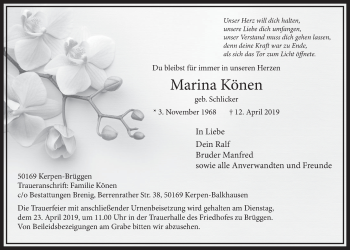 Anzeige von Marina Könen von  Sonntags-Post 