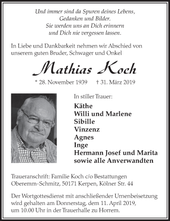 Anzeige von Mathias Koch von  Sonntags-Post 