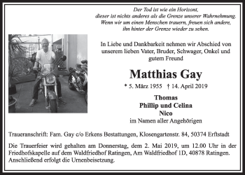 Anzeige von Matthias Gay von  Sonntags-Post 