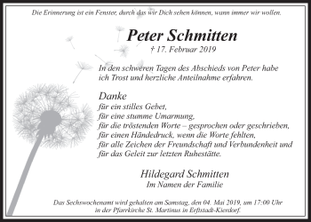 Anzeige von Peter Schmitten von  Werbepost 