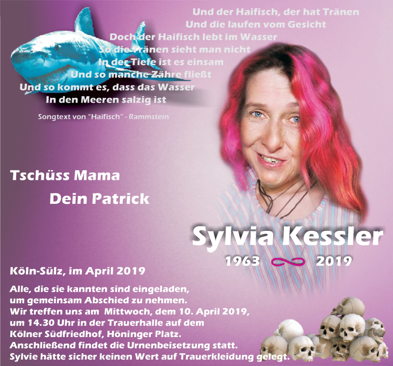  Traueranzeige für Sylvia Kessler vom 03.04.2019 aus  Kölner Wochenspiegel 