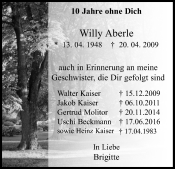 Anzeige von Walter Kaiser von Kölner Stadt-Anzeiger / Kölnische Rundschau / Express