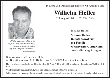Anzeige von Wilhelm Heller von  Sonntags-Post 