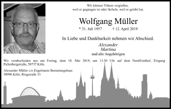 Anzeige von Wolfgang Müller von Kölner Stadt-Anzeiger / Kölnische Rundschau / Express