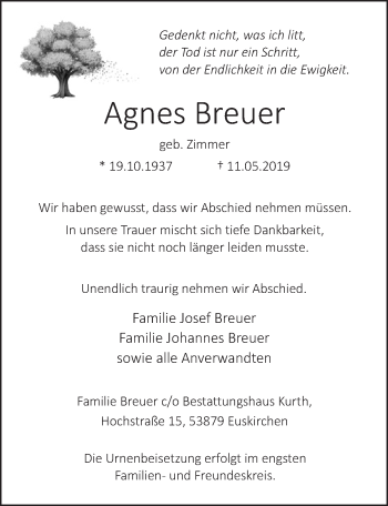 Anzeige von Agnes Breuer von  Blickpunkt Euskirchen 