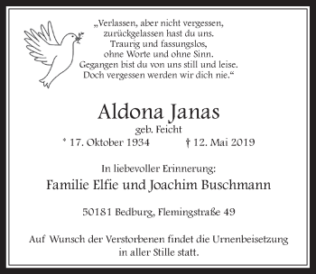Anzeige von Aldona Janas von  Werbepost 