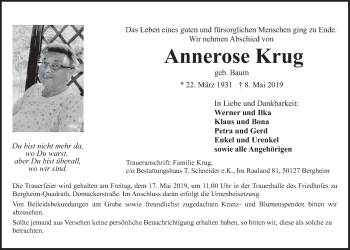 Anzeige von Annerose Krug von  Werbepost 