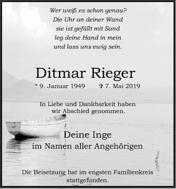 Anzeige von Ditmar Rieger von Kölner Stadt-Anzeiger / Kölnische Rundschau / Express