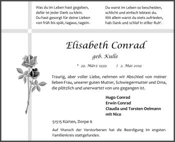 Anzeige von Elisabeth Conrad von Kölner Stadt-Anzeiger / Kölnische Rundschau / Express