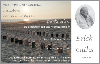 Anzeige von Erich Raths von  Blickpunkt Euskirchen 