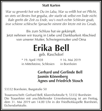 Anzeige von Erika Bell von  Schaufenster/Blickpunkt 