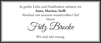 Anzeige von Fritz Brocke von  Lokalanzeiger 