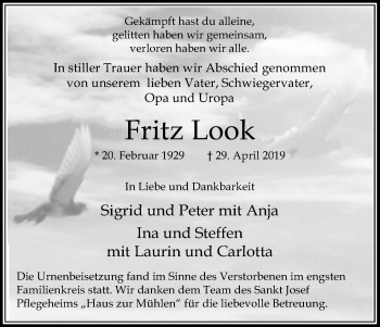 Anzeige von Fritz Look von Kölner Stadt-Anzeiger / Kölnische Rundschau / Express
