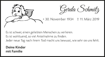 Anzeige von Gerda Schmitz von  Extra Blatt 