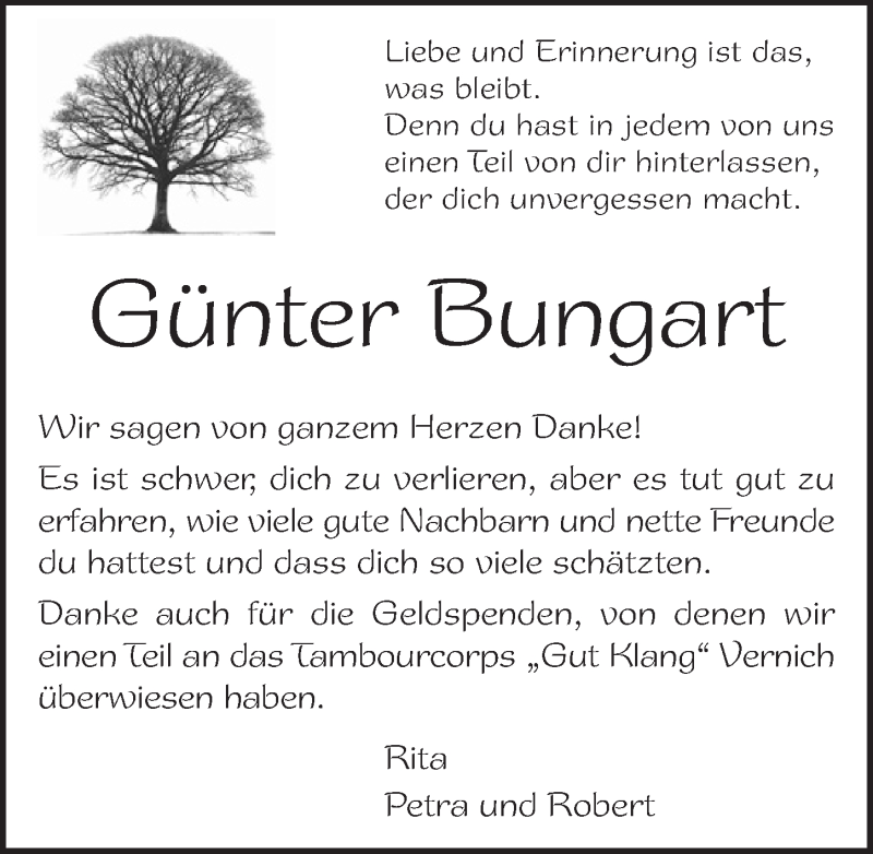  Traueranzeige für Günter Bungart vom 04.05.2019 aus  Blickpunkt Euskirchen 