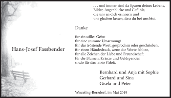 Anzeige von Hans-Josef Fassbender von  Schlossbote/Werbekurier 