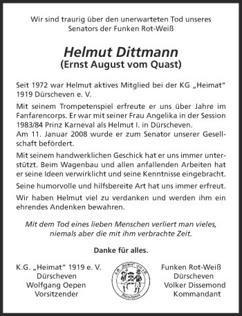 Anzeige von Helmut Dittmann von  Blickpunkt Euskirchen 