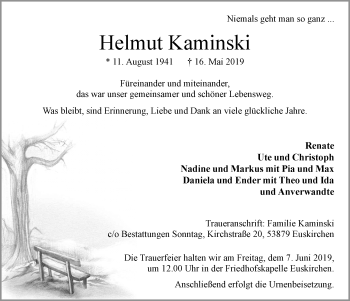 Anzeige von Helmut Kaminski von  Blickpunkt Euskirchen 