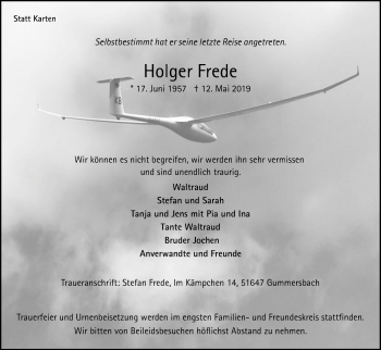 Anzeige von Holger Frede von Kölner Stadt-Anzeiger / Kölnische Rundschau / Express