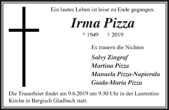 Anzeige von Irma Pizza von  Bergisches Handelsblatt 