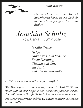 Anzeige von Joachim Schultz von  Lokale Informationen 