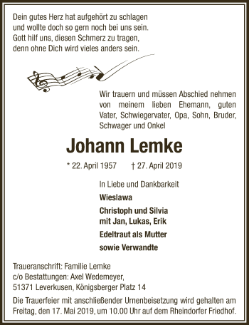 Anzeige von Johann Lemke von  Lokale Informationen 