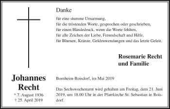 Anzeige von Johannes Recht von  Schaufenster/Blickpunkt 