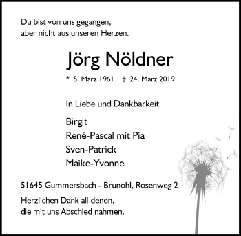 Anzeige von Jörg Nöldner von  Anzeigen Echo 