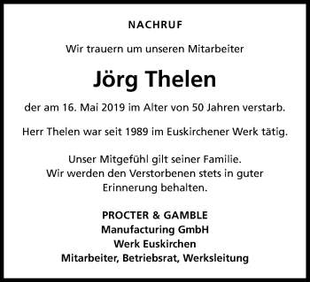 Anzeige von Jörg Thelen von Kölner Stadt-Anzeiger / Kölnische Rundschau / Express