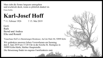 Anzeige von Karl-Josef Hoff von Kölner Stadt-Anzeiger / Kölnische Rundschau / Express
