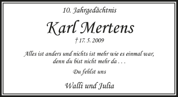 Anzeige von Karl Mertens von  Anzeigen Echo 