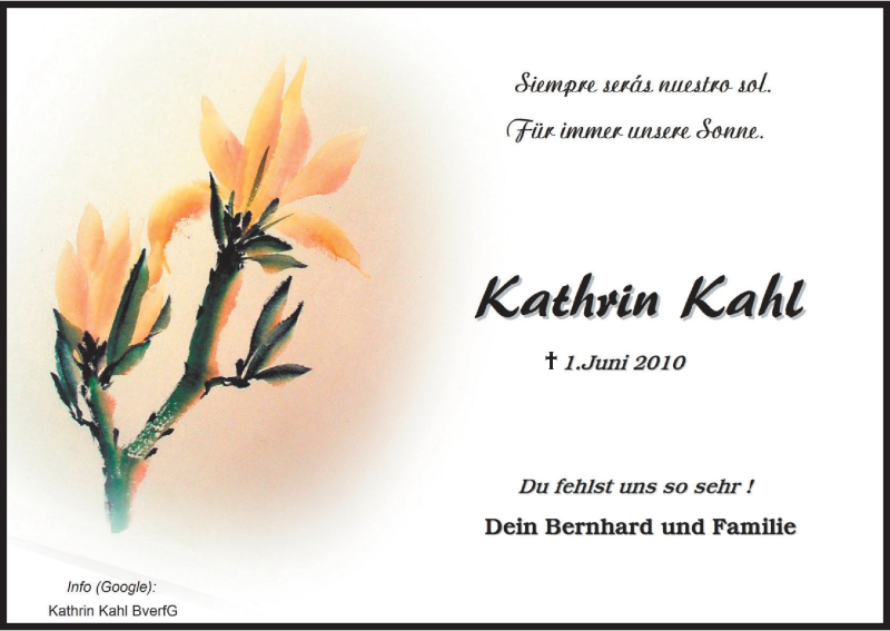  Traueranzeige für Kathrin Kahl vom 01.06.2019 aus Kölner Stadt-Anzeiger / Kölnische Rundschau / Express