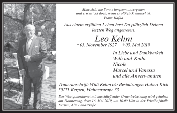 Anzeige von Leo Kehm von  Werbepost 