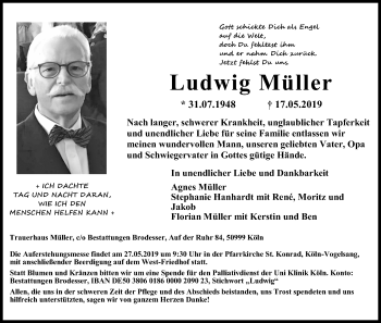 Anzeige von Ludwig Müller von Kölner Stadt-Anzeiger / Kölnische Rundschau / Express
