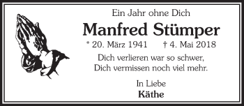 Anzeige von Manfred Stümper von  Bergisches Handelsblatt 