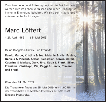 Anzeige von Marc Löffert von Kölner Stadt-Anzeiger / Kölnische Rundschau / Express