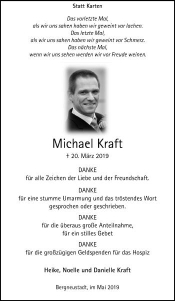 Anzeige von Michael Kraft von Kölner Stadt-Anzeiger / Kölnische Rundschau / Express