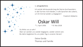 Anzeige von Oskar Will von Kölner Stadt-Anzeiger / Kölnische Rundschau / Express