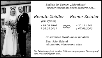 Anzeige von Reiner Zeidler von Kölner Stadt-Anzeiger / Kölnische Rundschau / Express