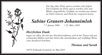 Anzeige von Sabine Grunert-Johannimloh von  Werbepost 