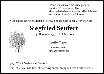 Anzeige von Siegfried Seufert von  Anzeigen Echo 
