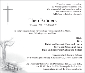 Anzeige von Theo Brüders von  Blickpunkt Euskirchen 