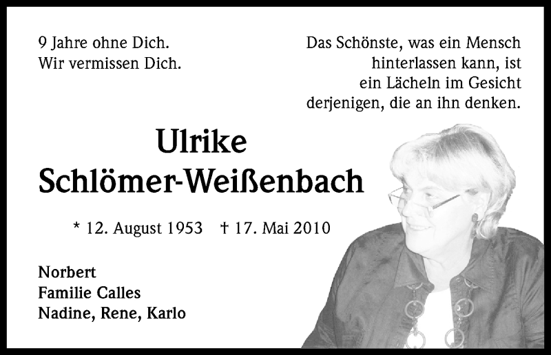  Traueranzeige für Ulrike Schlömer-Weißenbach vom 18.07.2023 aus Kölner Stadt-Anzeiger / Kölnische Rundschau / Express