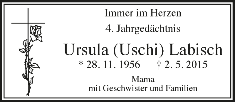  Traueranzeige für Ursula Labisch vom 04.05.2019 aus  Rhein-Sieg-Wochenende 