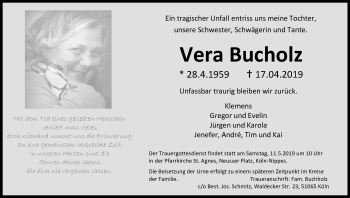 Anzeige von Vera Rosenkranz von Kölner Stadt-Anzeiger / Kölnische Rundschau / Express